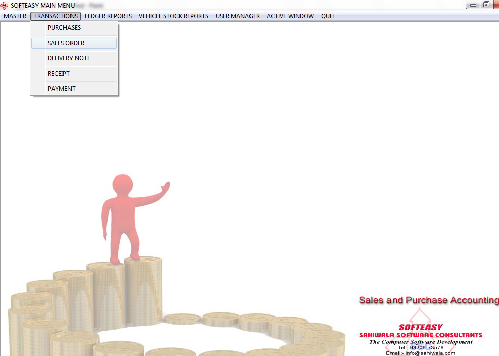 Main Menu with Sales Order Highlighted of Motorcycle Tracking Software