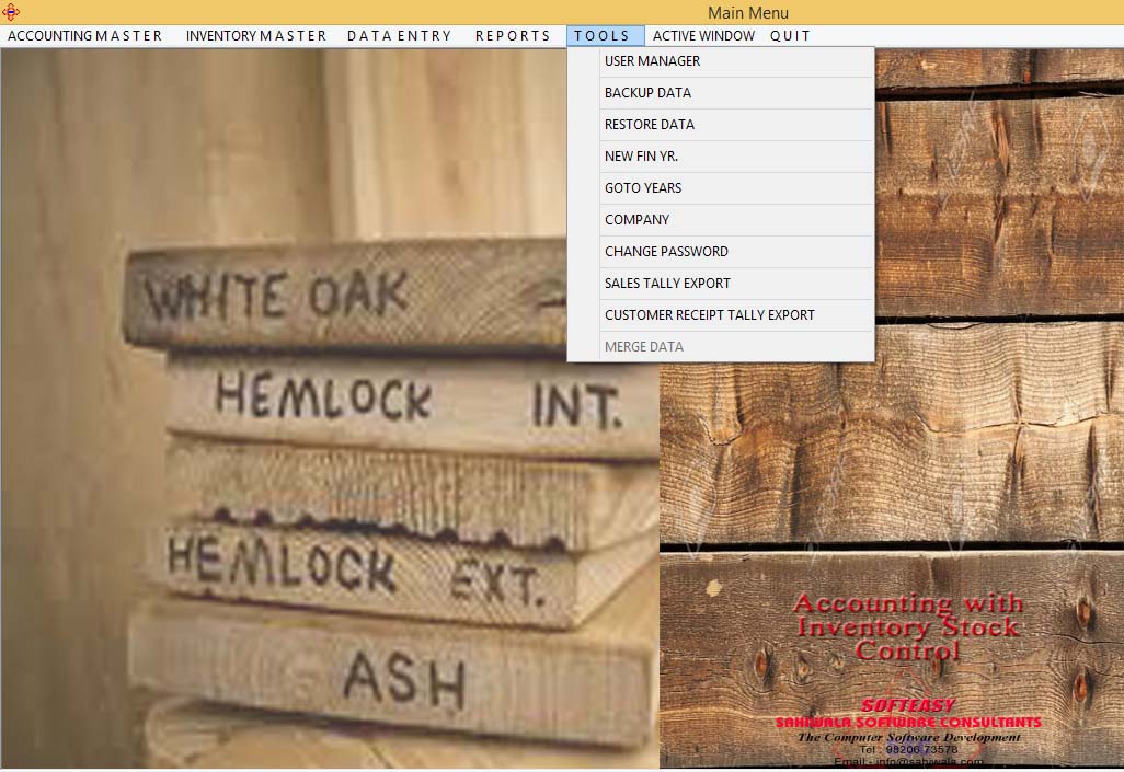 Main Menu Screen with Item Highlighted